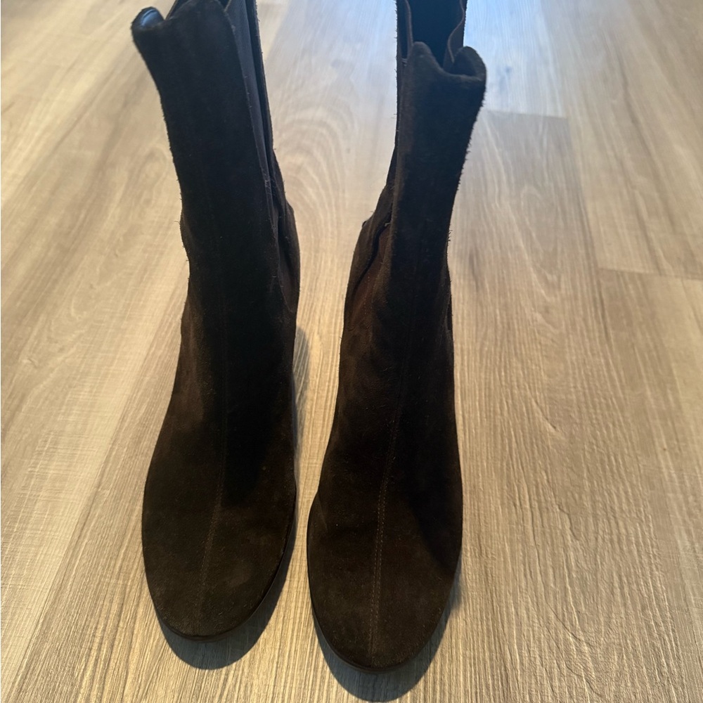 Cole Haan Air Kiersten Brown  Suede Wedge Booties size 10